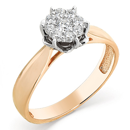 Кольцо, золото, бриллиант, красный, 1-107-039